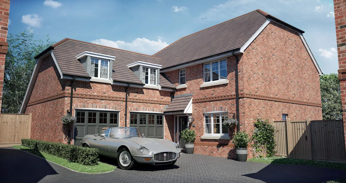 Detached corner house with double garage